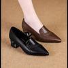 French Spring and Autumn Single Shoes Temperament Leather Shoes Pointed High Heels Really Soft Leather Comfortable Women's Leather Shoes