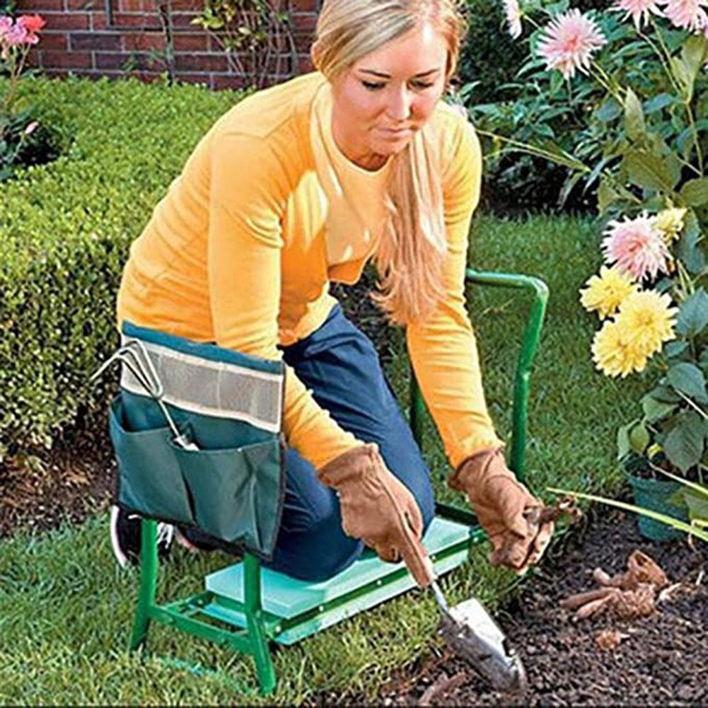 2 Pcs Tool Side Storage Bag Pockets Pouch for Garden Bench Garden Kneeler Stools Tools Organizer Gardening Accessories EL