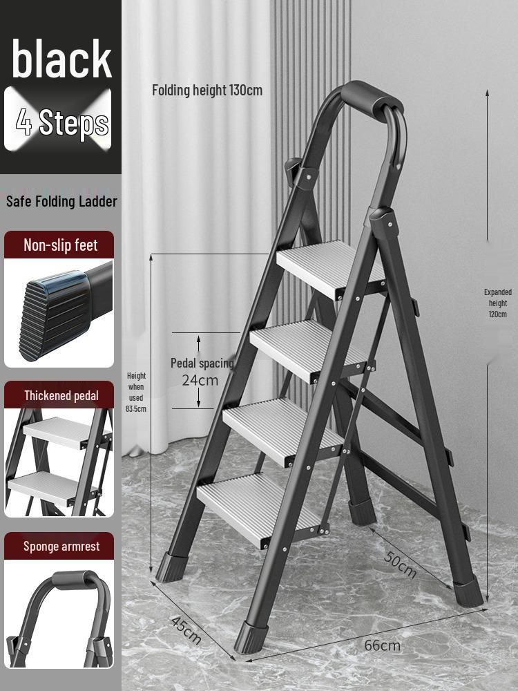 German Aluminum Alloy Telescopic Folding Ladder - Safe and Convenient A-Frame for Household Use