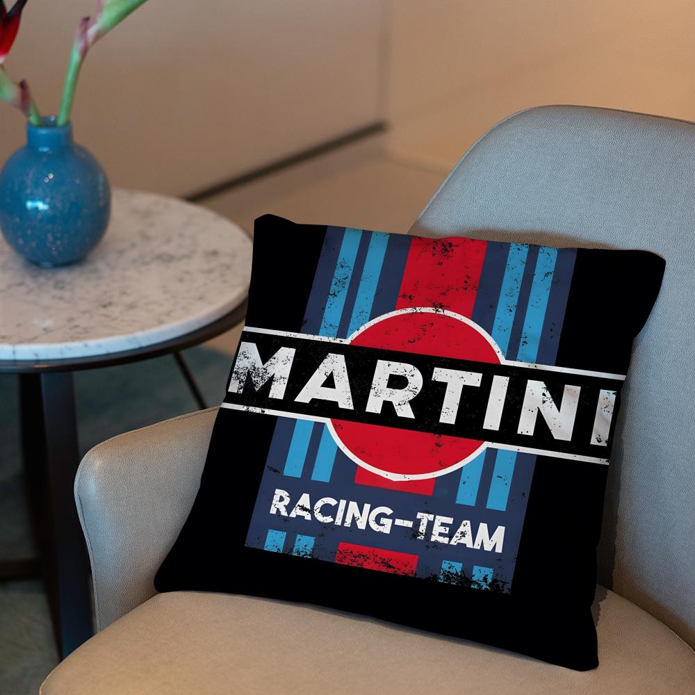 Racing Martini Stripe Cushion Cover 2-in-1 Reversible Plush Pillow Cover | Car/Sofa/Bed | Perfect Gift
