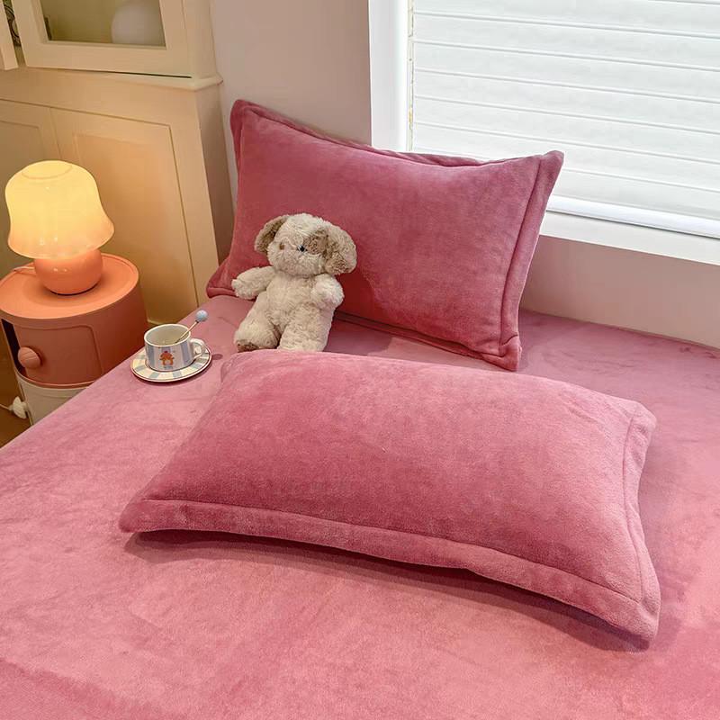 Modern Simplistic Doublesided Milk Velvet Pillowcase With Crystal Fleece For Home Comfort