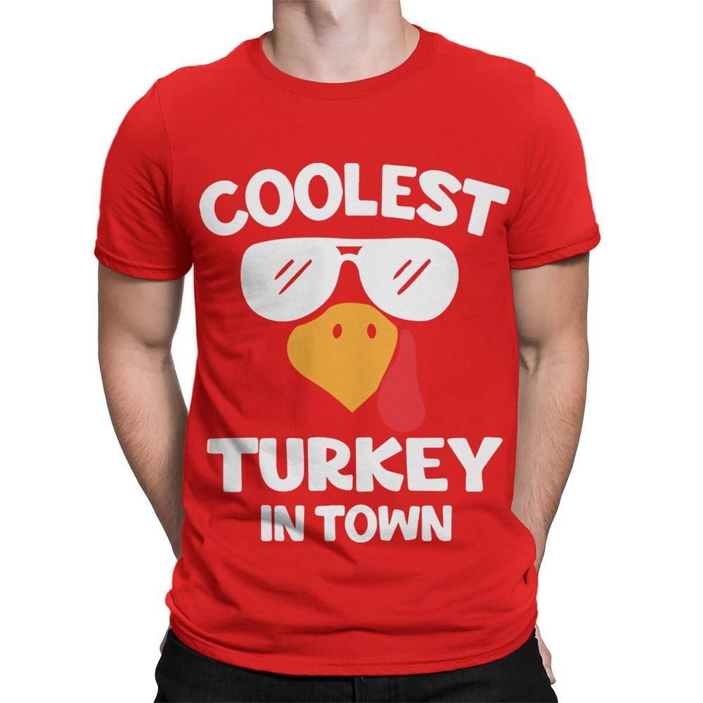 Coolest Turkey In Town Mens Womens Kids T Shirt Funny Graphic Saying Tee Top 2XL