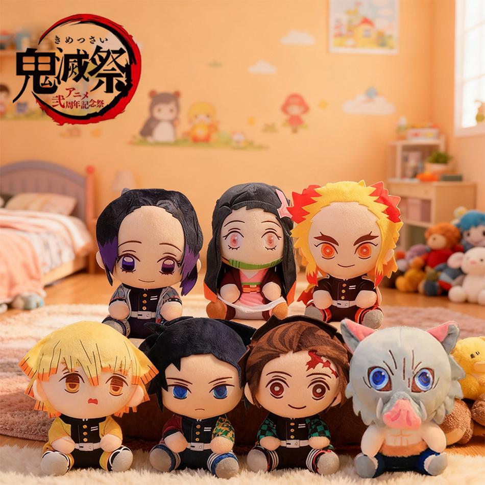 20cm Japon Demon Slayer Peluş Bebekler Sevimli Anime Kimetsu No Yaiba Kamado Tanjirou Nezuko Zenitsu Kyoujurou Oyuncaklar Çocuk Hediyeleri