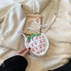 Cute Handmade Strawberry Crossbody Bag Two-Tone Woven Design Crochet Woven Bag Mini Size Crochet Yarn Women's Bag for Women