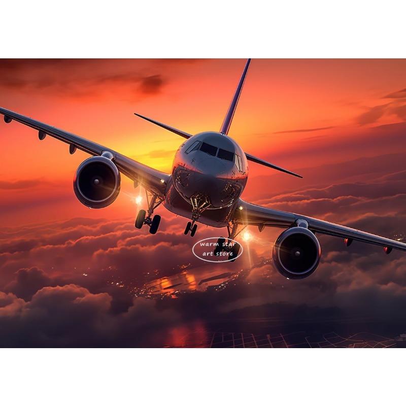 Sunset Aviation Airplane Canvas Painting  Poster Picture Wall Art HD Print Pictures No Framed Pilot Room Decoration Cuadros
