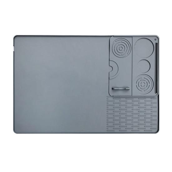 Silicone Coffee Machine Mat Non-Slip Heat Resistant Bar Tray with Removable Drying Rack Spill-Proof Cafe Accessories