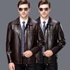 New thickened fur collar leather jacket velvet middle-aged and elderly with autumn and winter coat dad leather brand leather jacket men