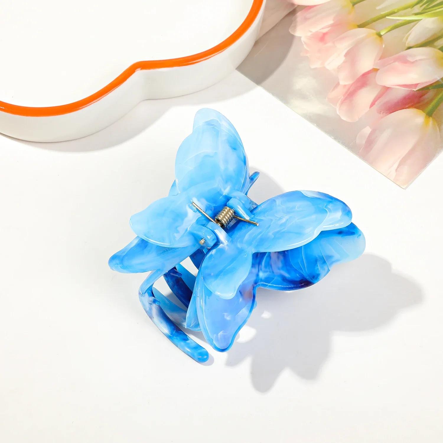 

18 цветов, мраморный узор, держатель для волос, зажимы для волос, элегантные двойные зажимы в виде акулы, аксессуары, праздничный подарок, новый синий