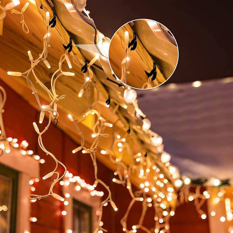 Light Clips For Outdoor String Lights 100pcs Plastic S-shaped Hook Gutter Hanger Hooks Garden Wedding Home Backyard Decoration