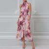 Spring New Arrival Women's Dress, Elegant Fashion Printed Ruffled Trim Sleeveless Dress for Women, European American Style Casual Party Dress