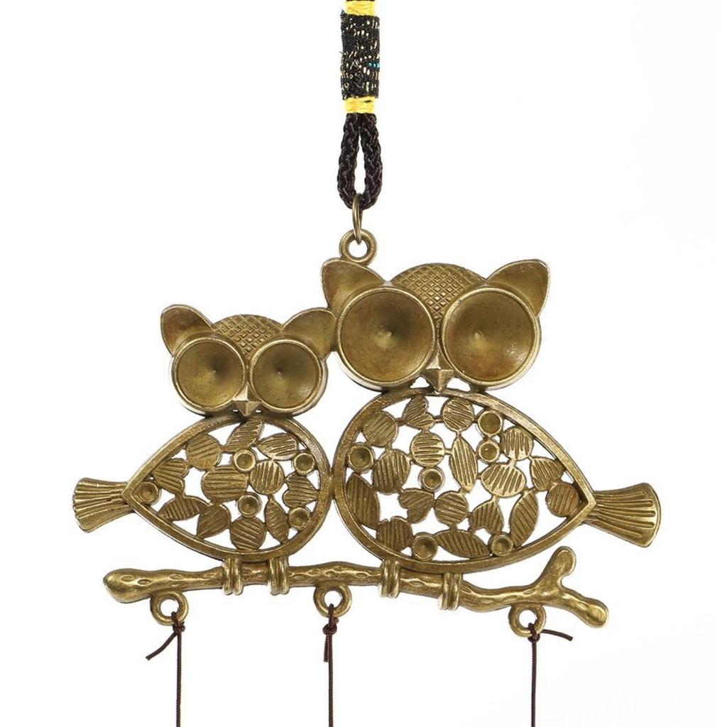 Owl Wind Chimes, Outdoor Indoor Garden Decoration with 4 Bells 3 Owls, Home Wind Catcher Romantic Wind Chimes