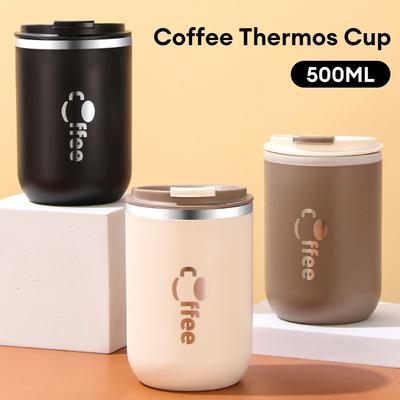 500ml Termosmuggar i rostfritt stål med sugrör Termisk Läcksäker Dubbelväggig Vakuum Kaffemugg Isolerad Mugg Resevattenflaska