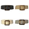 Women Belt Straw Casual Ultra Wide Belt Female Woven Vintage Carved Wood Buckle Elastic Belt Decoration Dress Shirt Waist Seal