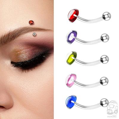 1 szt. Zakrzywiona sztanga kolczyki do brwi piercing Punk unisex piercing okrągłe kolorowe kryształy biżuteria prezent