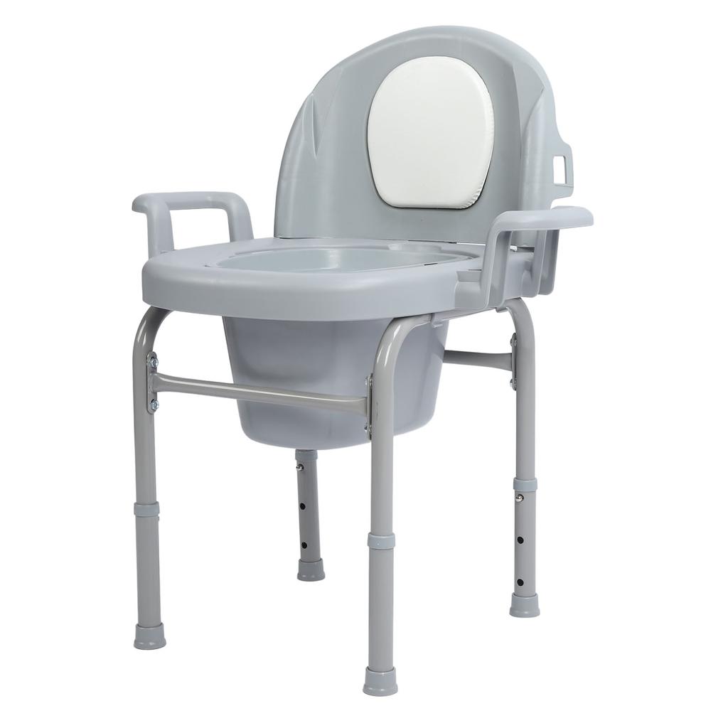 Bedside Commode Toilet Chair 3 Height Adjust Portable Toilet Chair with Backrest for Elderly Pregnan