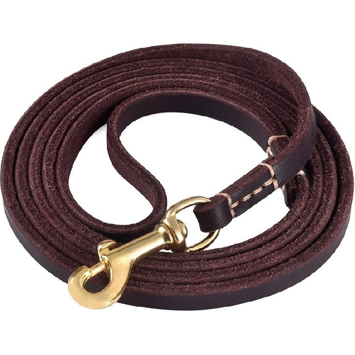 4FT / 5FT / 6FT Geninue Leather Leash for Small to Medium Dogs Training and Walking - Color Black/Brown