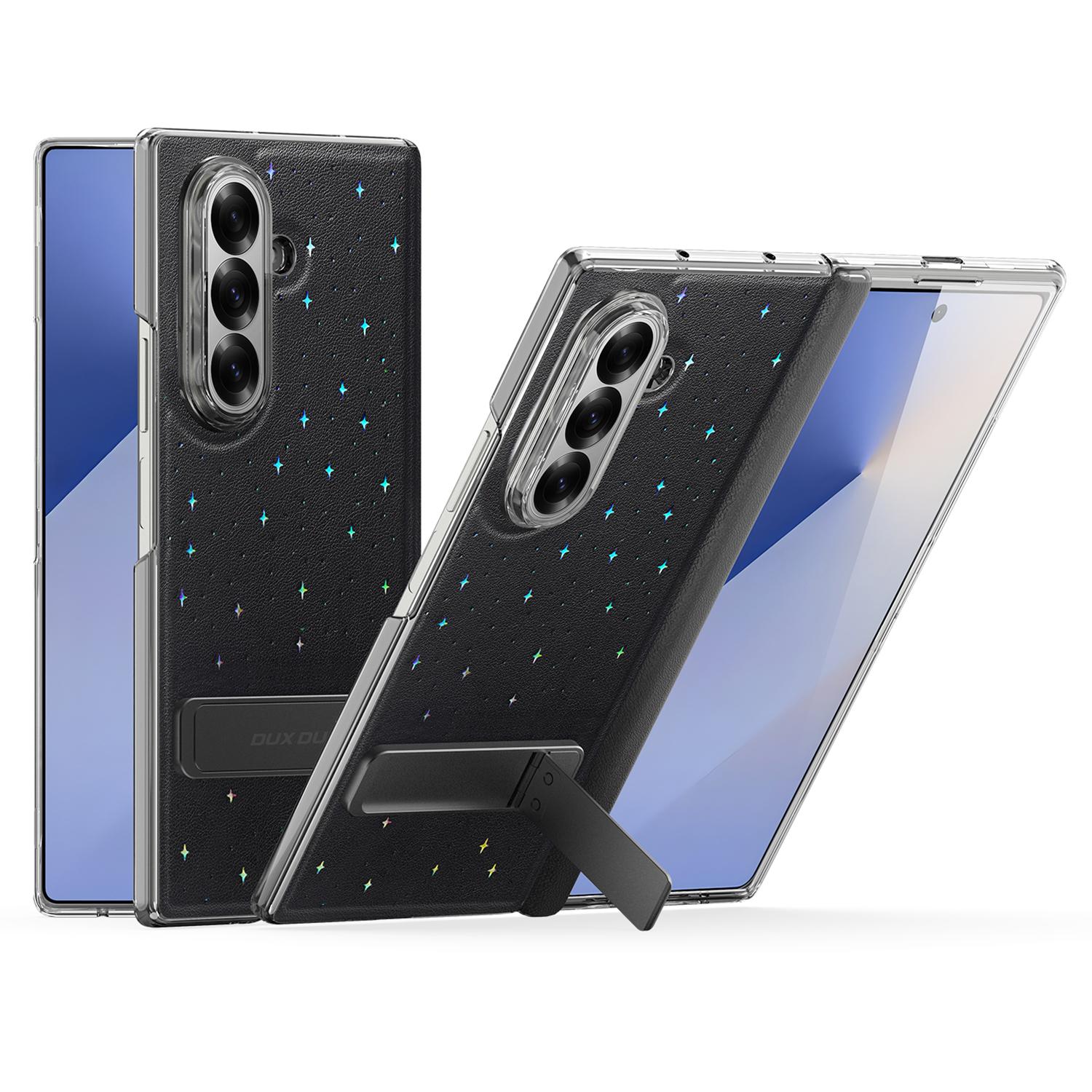 

Серия DUX DUCIS STEX Для Samsung Galaxy Z Fold7 5G Чехол Подставка Звездный узор Задняя крышка из ПУ кожи с пленкой из закаленного стекла A