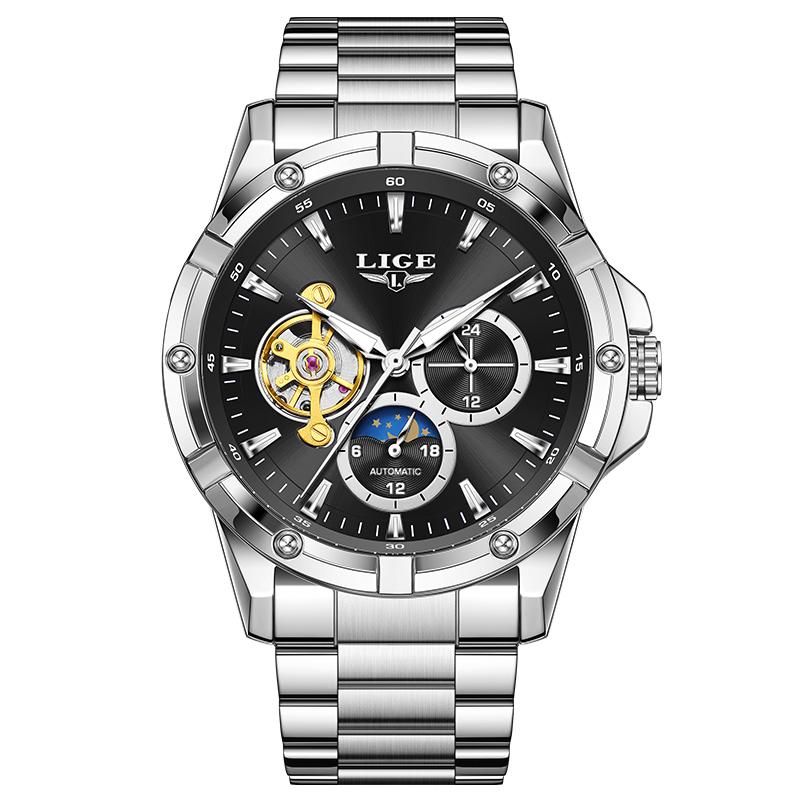 LIGE New Tourbillon Automatic Watches For Men Fashion Business Watch Men Luxury Sports Waterproof Men's Mechanical Watch