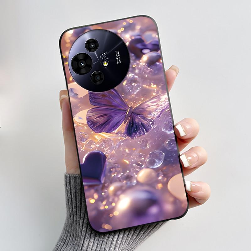 Case For TCL 50 Pro NxtPaper 5G Phone Case Luxury Fashion Butterfly Flower Black Soft TPU Silicone Shockproof Cover Casing Shell