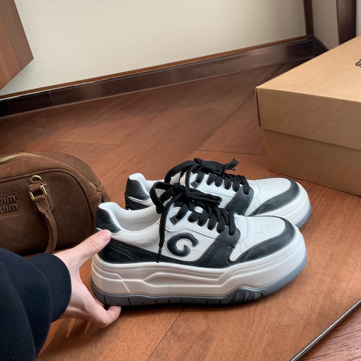 

Height increase classic versatile round head white shoes platform casual board shoes women 40