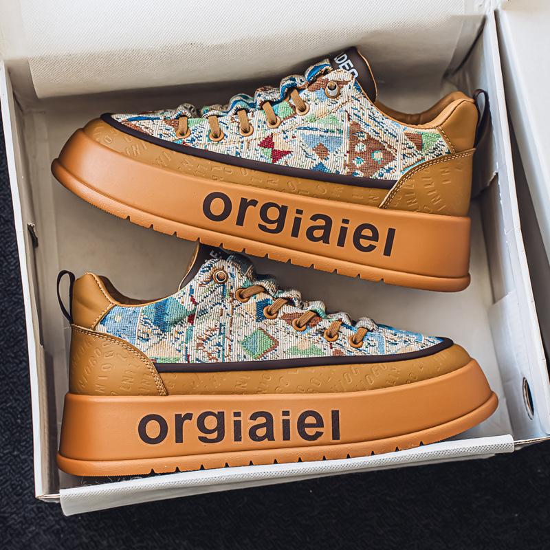 

Весенняя парусиновая мужская обувь 2025 новая дышащая спортивная трендовая обувь мужская обувь на платформе для увеличения роста повседневные кроссовки для папы мужские 44