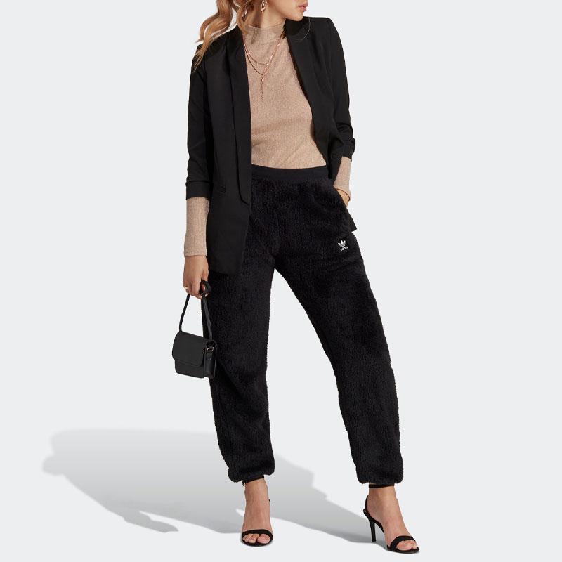 Adidas Originals Essentials Fluffy Teddy Pants Women Bottoms Black IC2258