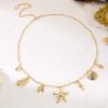 Boho Metal Starfish Shell Conch Seahorse Pendant Waist Chain For Women Gold Color Sea Star Belly Chain Beach Bikini Body Jewelry