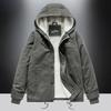 Lamb wool short coat men's winter thickened fur collar fleece tooling bomber jacket cotton coat lamb wool cotton coat