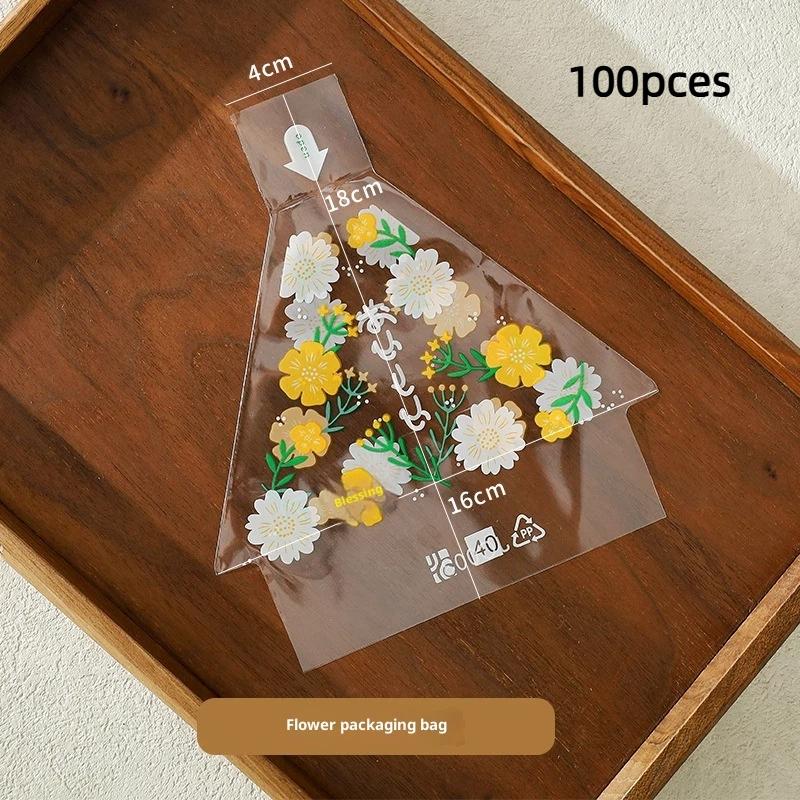 100Pcs Sushi Bags Lovely Japenese Triangle Rice Ball Disposable Packaging Bag Sushi Making Mold Bento Accessories