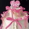 Pink Red Bow Ribbon Cake Decoration Desserts Home Decor Birthday Party Decor Kids Valentine’s Day Romantic Evening Events Decor