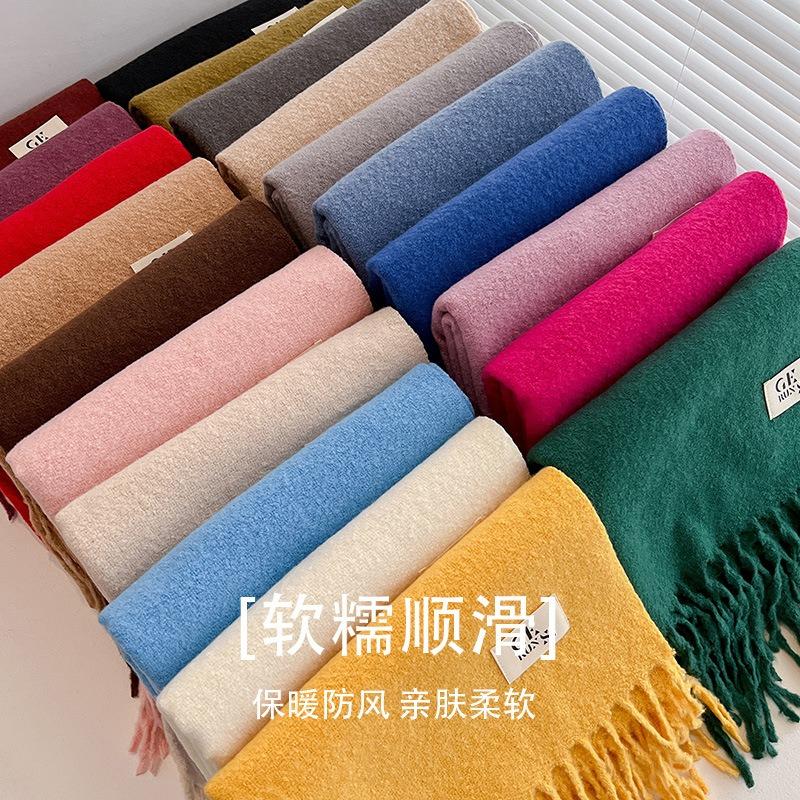 White scarf female autumn and winter versatile student lamb plush atmosphere scarf thickened shawl
