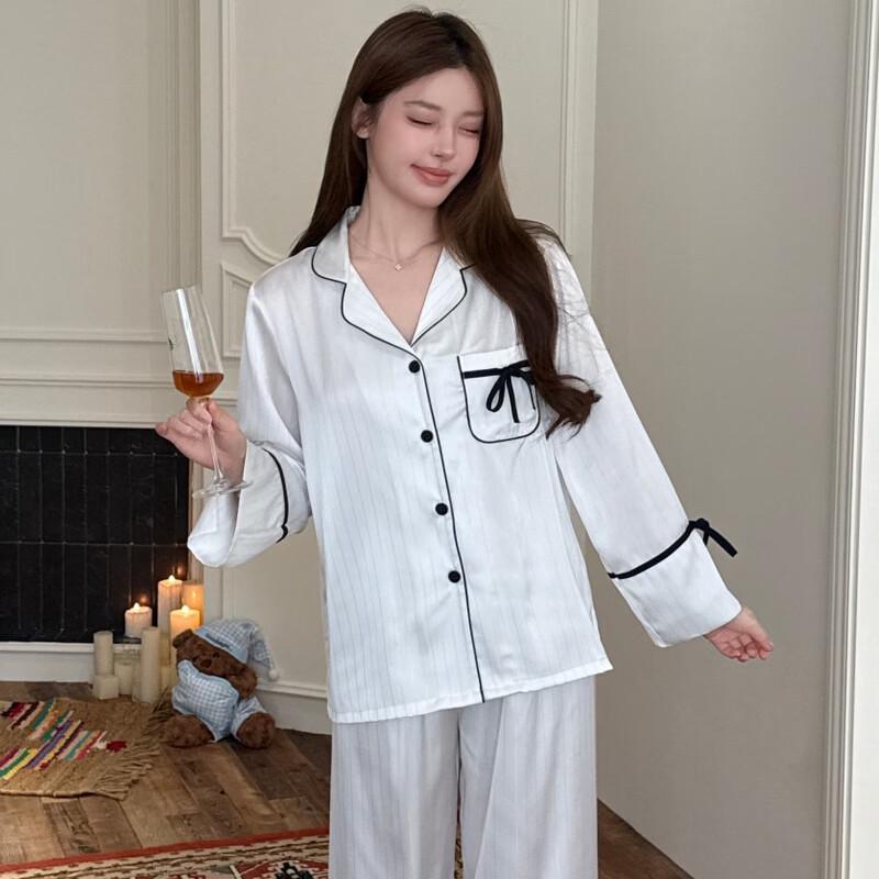 YUZHAOLIN Women's Silk Bow Pajama Set
