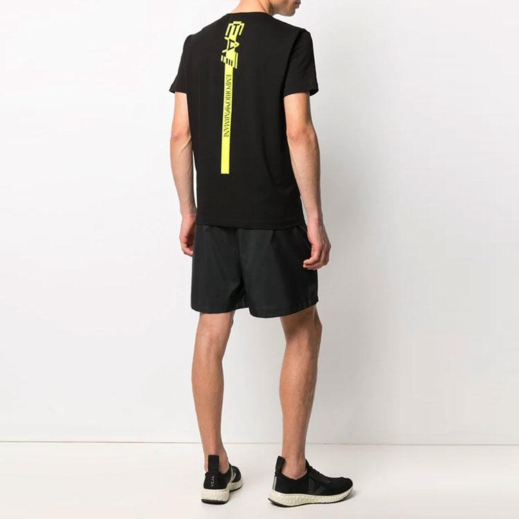 Emporio Armani EA7 SS21 Logo Print Cotton Short Sleeve T-Shirt Men Tops Black 3KPT06-PJ03Z-1200