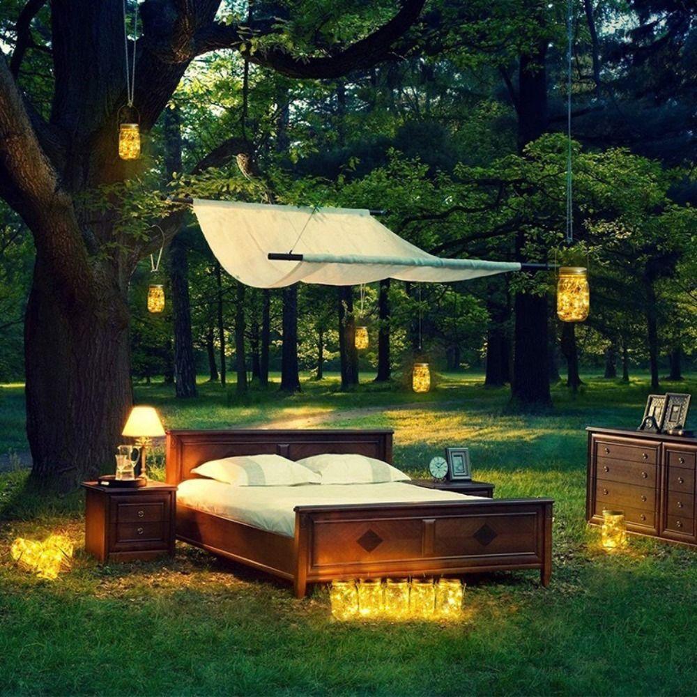 30LED Solar Fairy Lights Solar Charging Hanging Outdoor Lights Mason Jar Lid Lights  Porch Patio