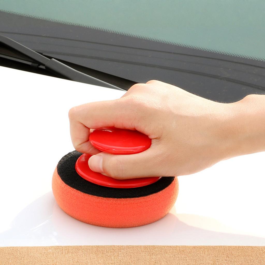 Car Wax Applicator Pads Kit, Soft Sponge Applicator Foam Waxing Pad with Grip Handle for Automative Polishing Cleaning, Waxing