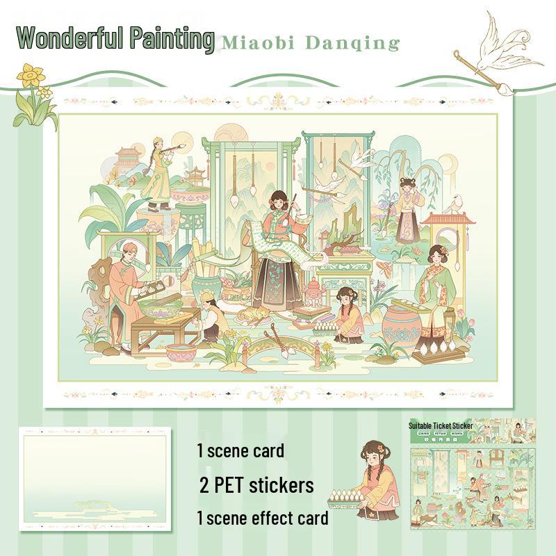Yi Lan 19.0 3D Gelaagde Miniatuurscène Landschapssticker voor Journals