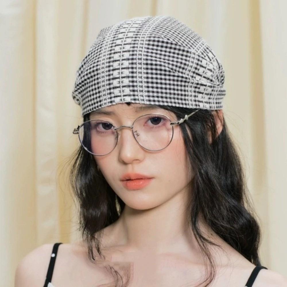 Plaid Headscarf Hat American Beanie Hats Fashion Strappy Bandana Cap  Unisex