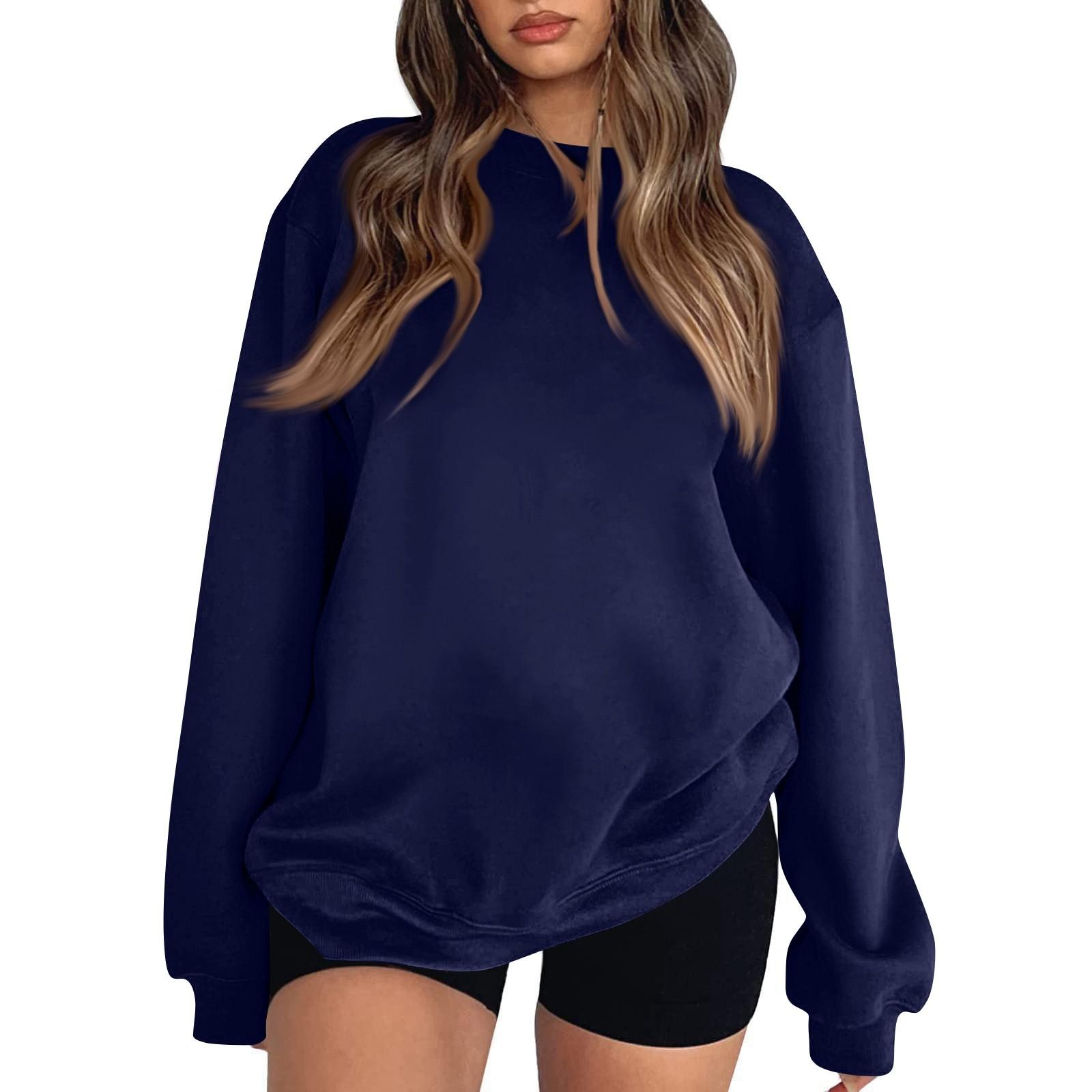 Женская модная повседневная однотонная толстовка с длинным рукавом XL белый — фото 8