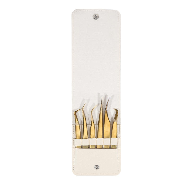 5/6PCS Portable Eyelash Extension Tweezers Set Professional Lash Tweezers Kit with Pouch for Beginners & Lash Artists
