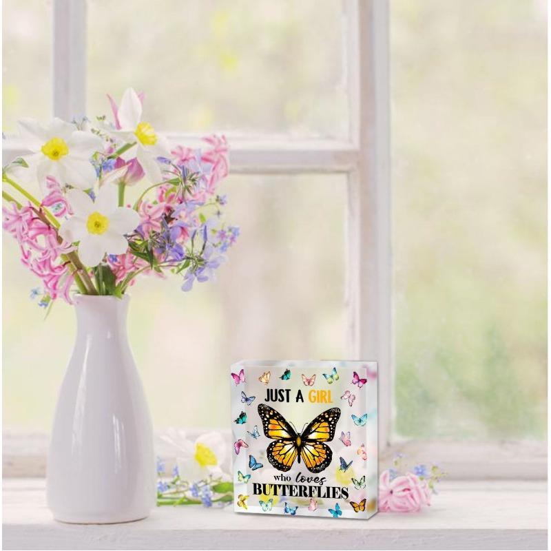 Butterfly gift for game player enthusiasts, Just a Girl Who Loves acrylic sign, birthday gift for butterfly lovers.