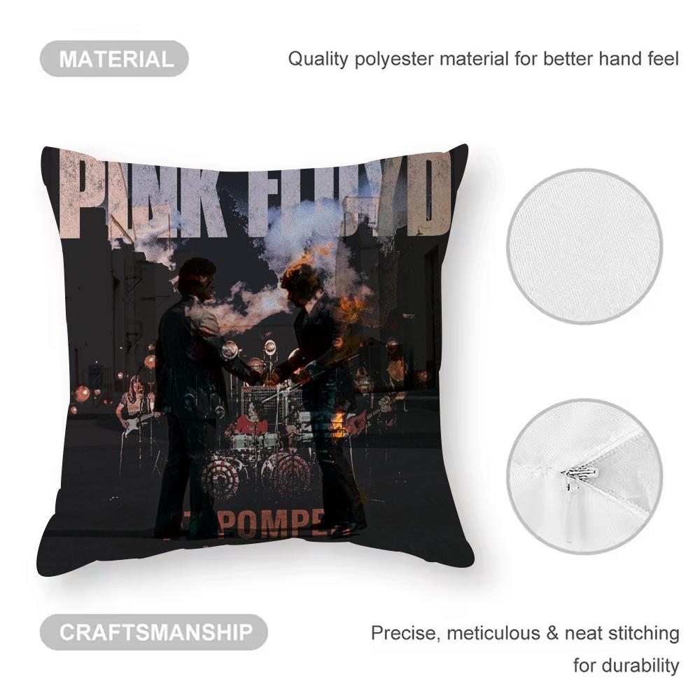 Pink Floyd Cushion Cover Anti-dustmite Pillowcase Invisible Zipper Silky Short Plush Sofa Cushion Cover