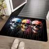 Artistic Skull Design Doormat, Polyester Non-Slip Machine Washable Rug for Entryway Living Room Bedroom Kitchen Decor
