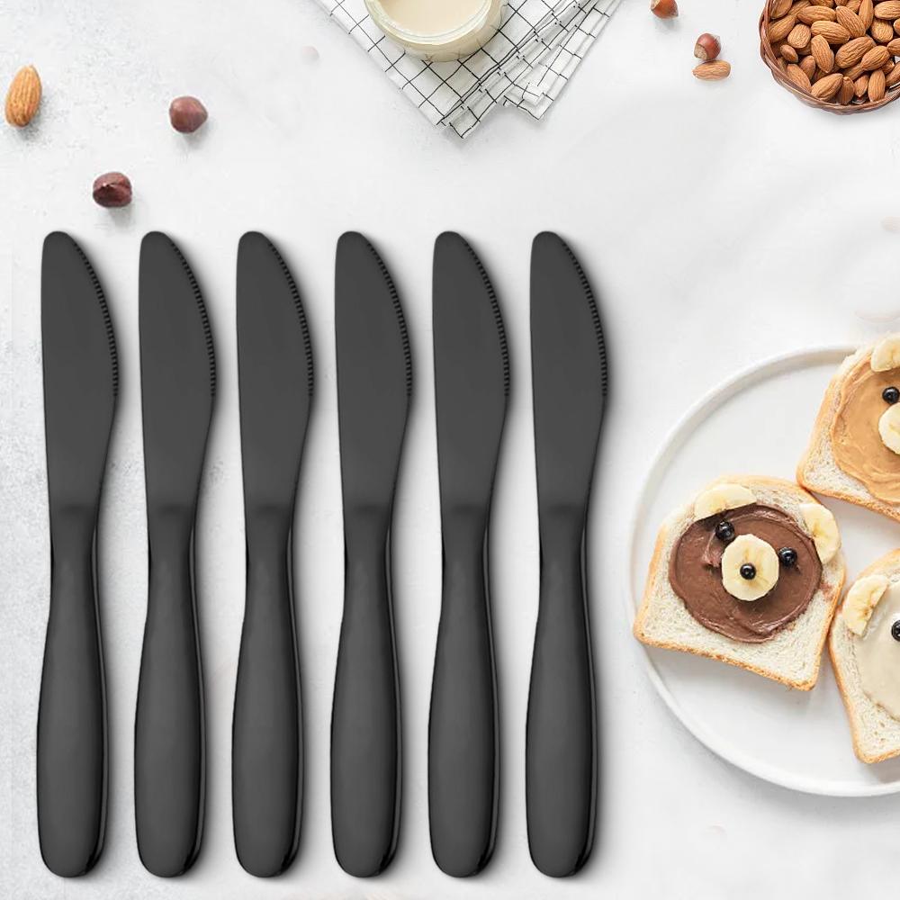 6 Pezzi Coltello da Cena Set di Posate per Bambini Coltello a Specchio Set di Stoviglie Acciaio Inossidabile Coltello Affilato Stoviglie Casa Cucina Stoviglie