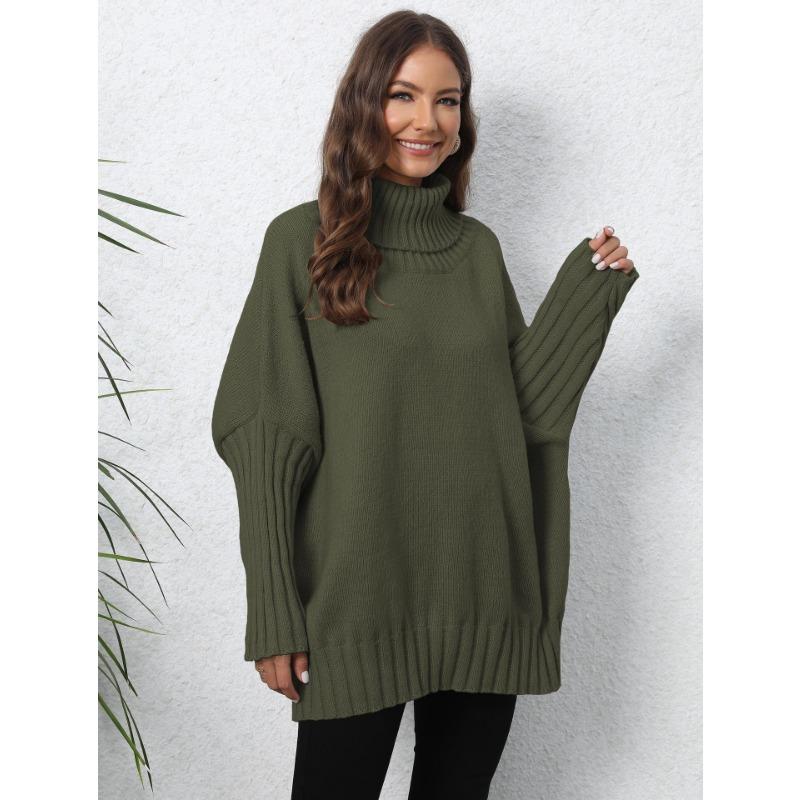 Women's Fall/winter Pullover Knit Solid Color Turtleneck Lapel Sweater