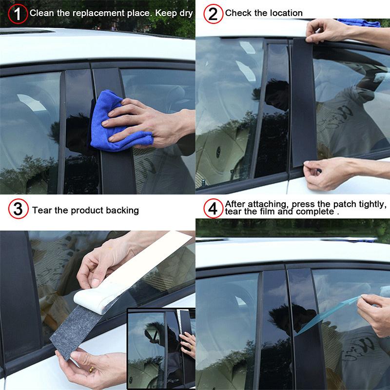6Pcs Window Door Trims Cover Car BC Pillar Posts Stickers Glossy Black Exterior Parts For Honda Accord CM4/5/6/7/8 2003-2007
