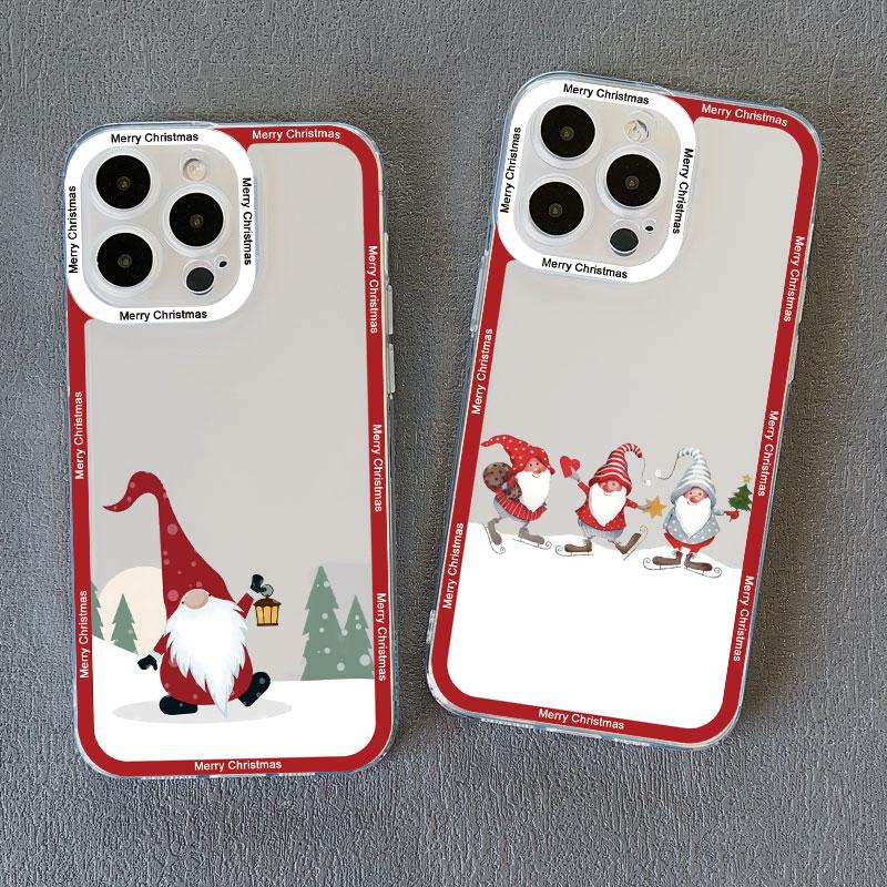 New Year Christmas Santa Claus Clear Phone Case for IPhone 15 Pro Max 14 13 12 11 Pro Max 15 14 7 8 Plus X XR XS Cute Back Cover