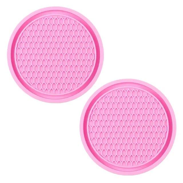 2Pcs Car Non-slip Water Cup Pad Diamond Rhinestone Decor For Car Bottle Holder Coaster Auto Interior Decoration Accessorie Tools