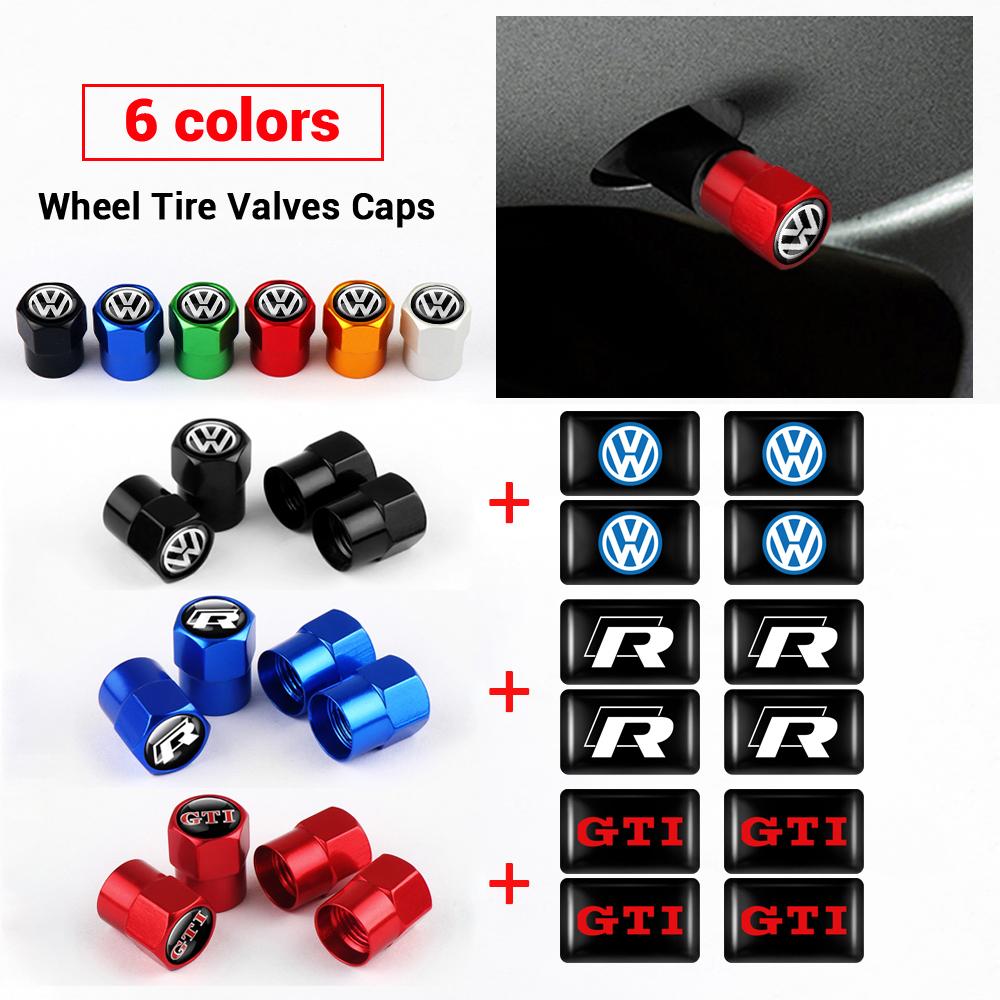 Car Interior Epoxy Logo Sticker Metal Wheel Tire Valve Cover For Volkswagen GTI Golf R Passat CC Lavida Sagitar Scirocco Tiguan