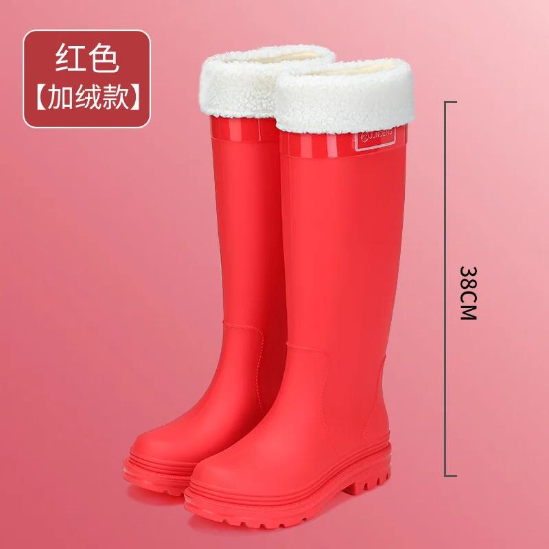 2025 New Velvet Rain Boots Midsole Thick Sole Wear-Resistant Anti-Slip New Foreign Trade Style