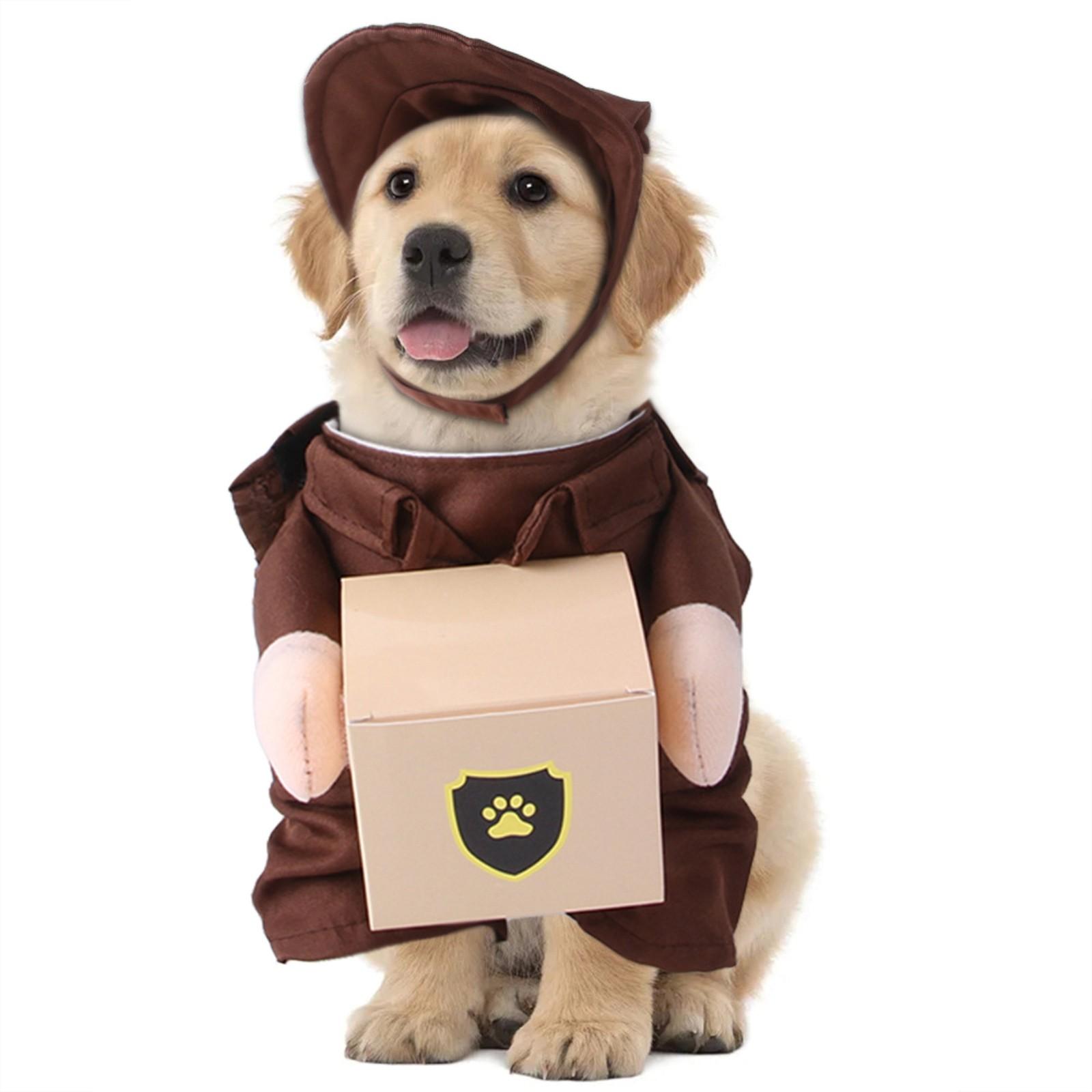 

1PCS Pet Cat Dog Halloween Dog Clothes for Small Dogs Funny Cosplay Costume Winter Warm Cat Coat Fleece Hoodies Sweater 2025 XL коричневий